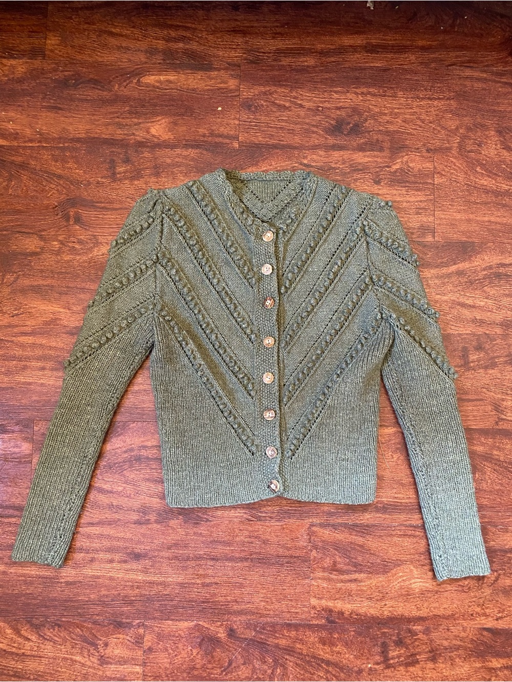 Gorgeous Vintage Green Wool Cardigan